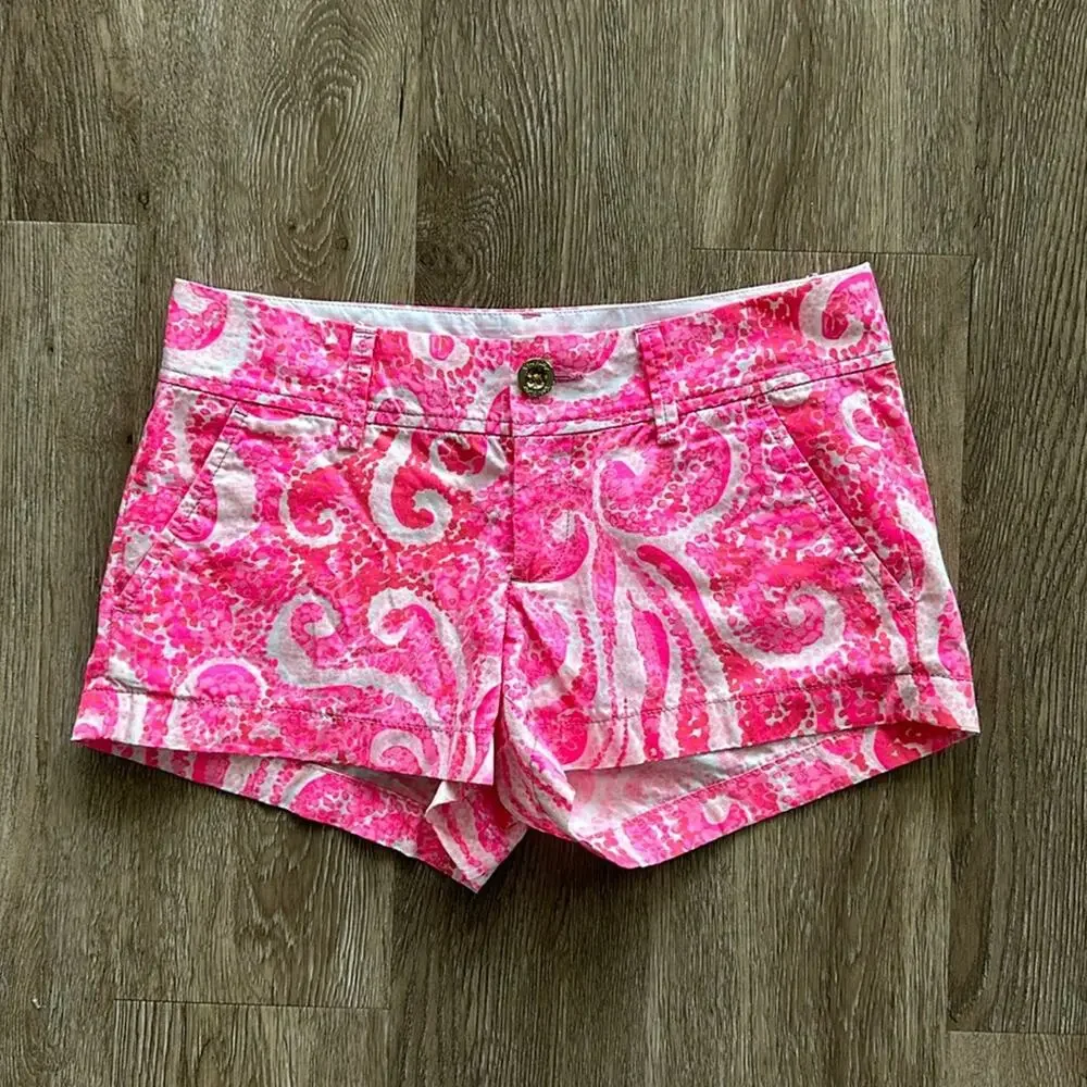 Lilly‎ Pulitzer Walsh Shorts Pink Pout Size 00 Preppy Resortwear Cotton
